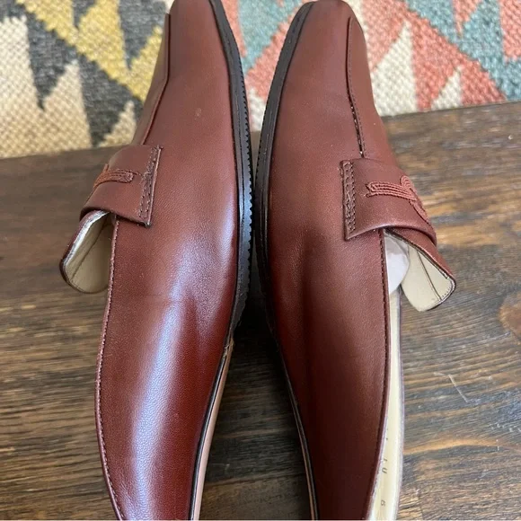 Salvatore Ferragamo Brown CalfLeather Gancini Embroidered Mules Size 10 B